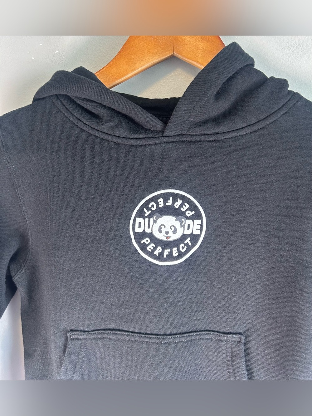 Dude Perfect Youth Hoodie Sweater Size S Panda Logo Graphic Double Sided Hood - Picture 6 of 10